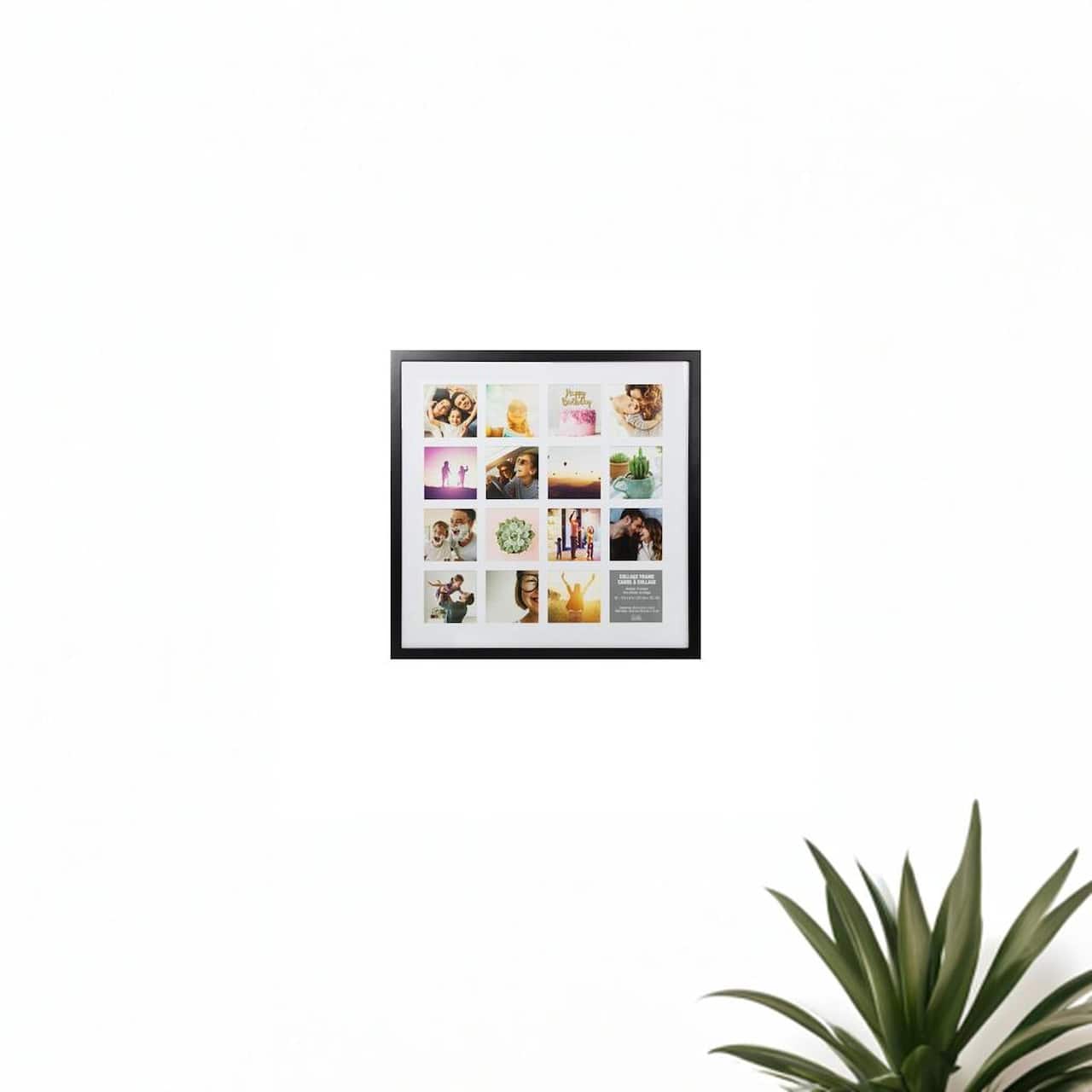 16 Opening 4" x 4" Black Collage Frame with Mat by Studio Décor®